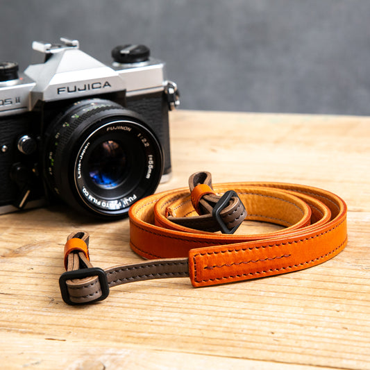 【配色が選べる】《オイルレザー×クラスト》スタンダードバイカラーストラップ